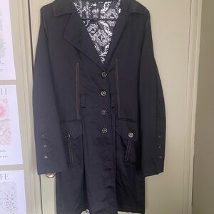 Karl Kani Black Trench Coat Sz L